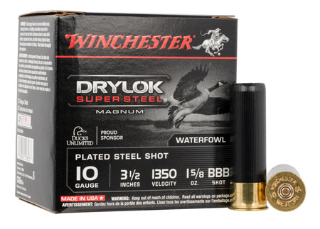 Winchester Drylok Super Steel Magnum 10 Gauge 3.5" 1 5/8 oz BBB Shot, 25-Box/10-Case