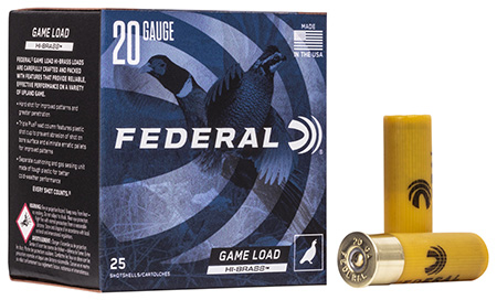 Federal Game-Shok 20 Gauge 2.75" 1oz #4 Shot High Brass 25ct Shotgun Shells