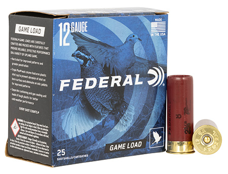 Federal Game-Shok Upland 12 Gauge 2.75" 1oz 8 Shot Shotgun Shells - 25 Rounds Per Box