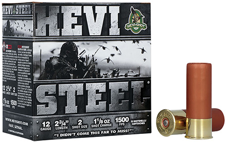 HEVI-Shot HEVI-Steel 12 Gauge 2.75″ 1-1/8oz #2 Shot 25 Rounds