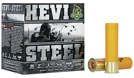 HEVI-Shot HEVI-Steel 20 Gauge 3 Inch 7/8 Ounce 2 Shot Waterfowl Ammunition