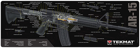 TekMat AR-15 3D Cutaway Cleaning Mat 12x36 Inch with Diagram