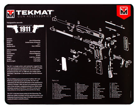 TekMat 1911 Ultra 20 Gun Cleaning Mat with Parts Diagram 15x20 Inches 3 TekMat 1911 Ultra 20 Gun Cleaning Mat with Parts Diagram 15x20 Inches