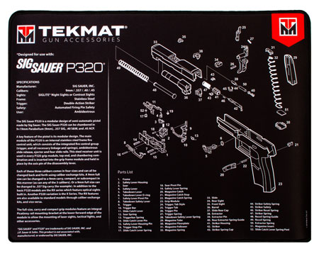Sig Sauer P320 Ultra 20 Cleaning Mat with Parts Diagram - TekMat 15" x 20" 3 Sig Sauer P320 Ultra 20 Cleaning Mat with Parts Diagram - TekMat 15" x 20"
