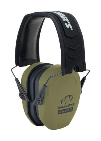 Walker's Razor Slim Passive Over the Head Earmuff 27 dB Noise Reduction OD Green/Black