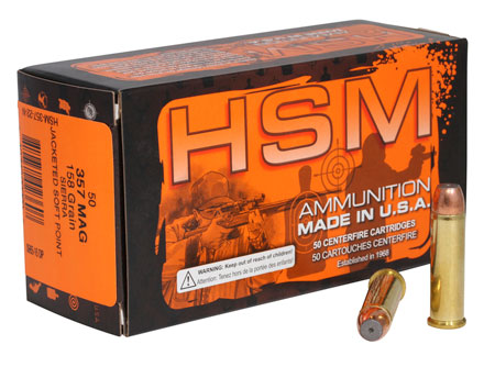 HSM 357 Mag Pro Pistol Ammunition 158 Grain Jacketed Hollow Point 50 Rounds