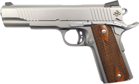 Rock Island 1911 FS 45 ACP 5" Barrel 8+1 Matte Stainless Steel Beavertail Serrated Slide Wood Grip