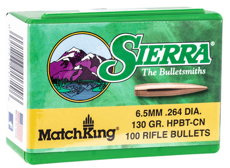 Sierra 1729 MatchKing  6.5Creedmoor 130gr Hollow Point Boat Tail 100/Box