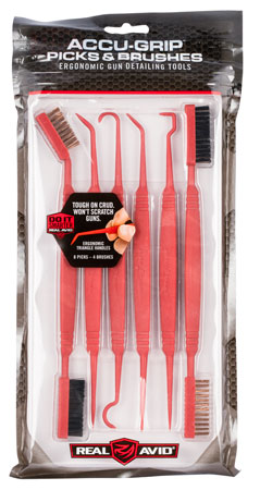 Real Avid Accu-Grip Picks & Brushes Rifle/Shotgun 8-8.25" Plastic Resin Bristles 6/Pack