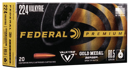 Federal 224 Valkyrie 80.5gr Berger Open Tip Match Rifle Ammunition 20 Rounds Per Box