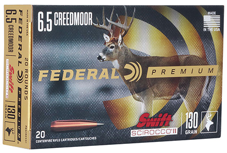 Federal 6.5 Creedmoor 130gr Swift Scirocco II Ammunition 20 Rounds