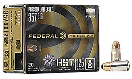 Federal Premium Personal Defense .357 Sig 125gr HST Jacketed Hollow Point, 20-Box/10-Case