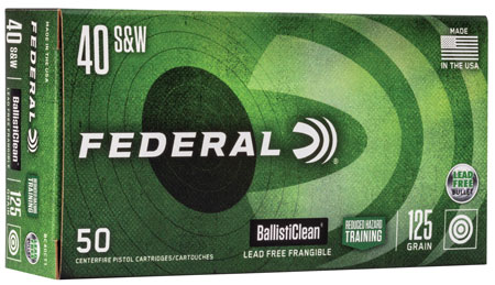 Federal BallistiClean 40 S&W 125gr Lead-Free Frangible Training Ammunition 50 Rounds