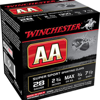 Winchester AA Sporting Clay 28 Gauge 2.75" 7.5 Shot Shotshells 3/4 oz 100 Rounds