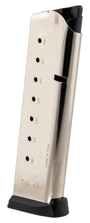 Mec-Gar 1911 Government Model 45 ACP 8-Round Nickel Stainless Steel Magazine