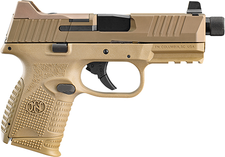 FN 509 Compact 9mm Luger Pistol 4.32" Threaded Barrel Optic Cut Slide FDE PVD Finish Ambidextrous Controls