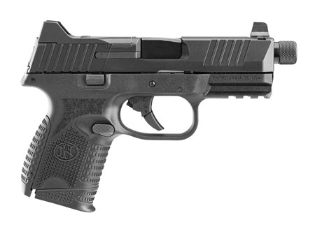 FN 509CT with Optic Compact 9mm Luger, 12+1/24+1, 4.32" Black Steel Threaded Barrel, Black PVD Optic Cut Serrated Stainless Steel Slide, Black Polymer Frame with Picatinny Rail