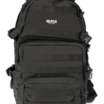 Rukx Gear ATICT3DB Tactical 3 Day Black 600D Polyester w/ Molle Webbing Hook & Loop Panel 4 Storage Areas