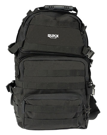 Rukx Gear ATICT3DB Tactical 3 Day Black 600D Polyester w/ Molle Webbing Hook & Loop Panel 4 Storage Areas 2 Rukx Gear ATICT3DB Tactical 3 Day Black 600D Polyester w/ Molle Webbing Hook & Loop Panel 4 Storage Areas