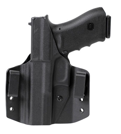 Glock 42 Left Hand Outside Waistband Holster - Black Belt Slide OWB Boltaron Polymer 3 Glock 42 Left Hand Outside Waistband Holster - Black Belt Slide OWB Boltaron Polymer
