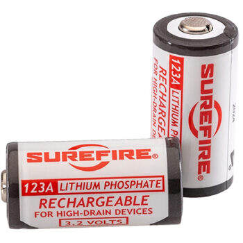 SureFire 123A Lithium Batteries 3.2V 450mAh (2-Pack) Rechargeable White/Black