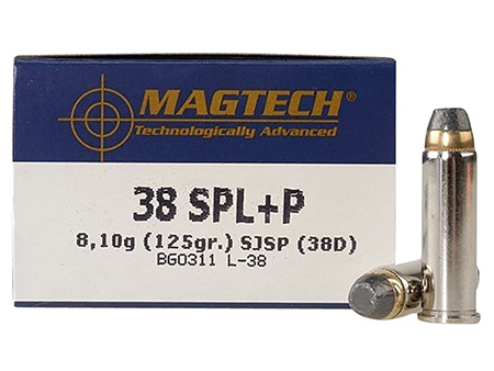 Magtech 38 Special +P Ammunition 125gr Semi Jacketed Soft Point Flat Nose 50 Rounds Per Box 20