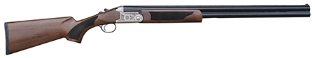 Pointer Acrius 20 Gauge Shotgun, 28" Black Over/Under Barrel, 3" Chamber, 2-Round Capacity, Nickel Engraved Metal Finish, Turkish Walnut Stock, Right-Handed (Full Size), Includes 5 Chokes
