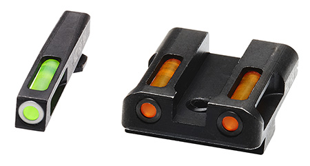 HiViz LiteWave H3 Sight Set for Glock Green Tritium White Outline Front Orange Fiber Optic Rear