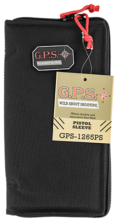 GPS Bags 1265PS Large Nylon Pistol Sleeve with Locking Zippers - Thin Design Black For 1 Handgun