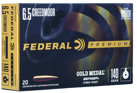 Federal Premium Gold Medal 6.5 Creedmoor 140gr Berger Hybrid Target 20/Box 10/Case