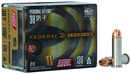 Federal Premium Personal Defense .38 Special +P 130gr Hydra-Shok JHP 20 Rounds