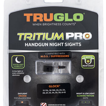 TruGlo Tritium Pro Sight Set Black with Green Tritium Orange Outline Front and Green Tritium Rear Sight