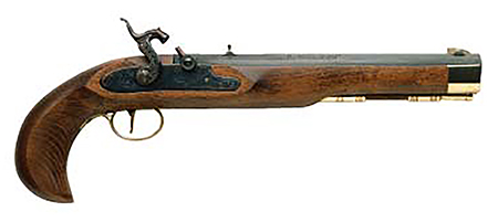 Traditions P1060 Kentucky Pistol Single Shot 50 Cal Percussion 10" Color Case Hardened Frame Blued Barrel Walnut Grip