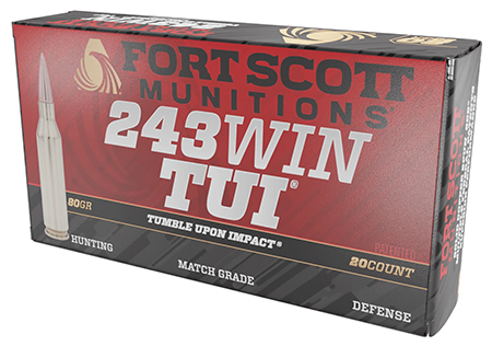 Fort Scott 243 Win 80gr Solid Copper Spun TUI Rifle Ammunition 20 Rounds