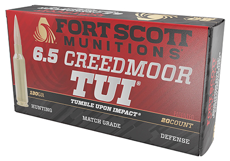 Fort Scott Munitions 6.5 Creedmoor Rifle Ammunition 130gr Solid Copper Tumble Upon Impact 20 Rounds Per Box