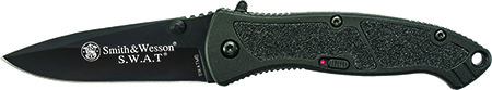 Smith & Wesson Knives SWATMBCP S.W.A.T.  3.20" Folding Plain Black 4034 SS Blade Black Aluminum Handle Includes Pocket Clip