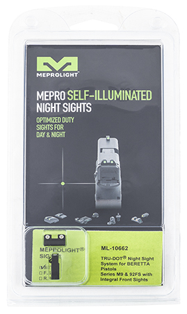 Meprolight USA Tru-Dot Green Tritium White Outline Sight Set for Beretta M9/M92 Pistol