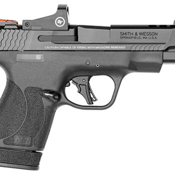 Smith & Wesson Performance Center M&P Shield Plus 9mm Luger Pistol - 10+1 and 13+1 Rounds, 4" Ported Barrel, Black Matte Armornite Stainless Steel Ported Slide, Black Polymer Grip (No Manual), Includes Crimson Trace Red Dot Sight