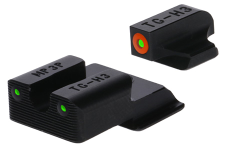 TruGlo Tritium Pro Black Sight Set Green Tritium Orange Outline Front Green Tritium Rear