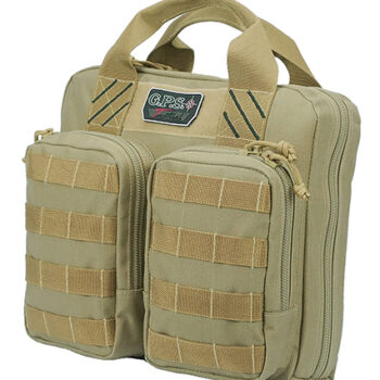 GPS Bags T1411PCT Tactical Double +2 Tan 1000D Nylon Teflon Coating Holds 4 Handguns