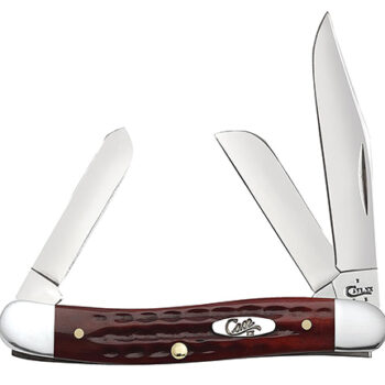 Case 00786 Stockman  Medium 2.57"/1.88"/1.71" Folding Clip/Sheepsfoot/Spey Plain Mirror Polished Tru-Sharp SS Blade/Corn Cob Jigged Old Red Bone Handle