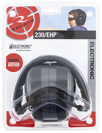 Radians 230EHP Electronic Earmuffs Slim 23dB NRR Over-the-Head Black