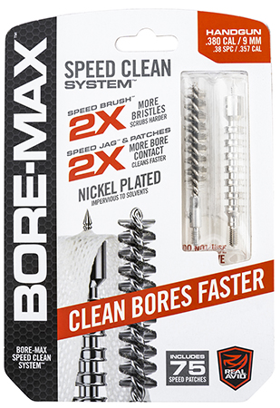 Bore-Max Speed Clean 9mm Pistol Cleaning Kit + Nickel Plated Bristles by Real Avid