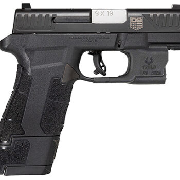 Diamondback DBAM29 Sub-Compact 9mm, 3.50" Barrel, Overall Black Finish, Serrated Nitride Stainless Steel Slide, Polymer Grip with Picatinny Rail, Includes Viridian Laser and Holster, 12+1 and 17+1 Capacity