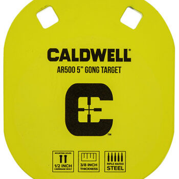 Caldwell AR500 Steel Shooting Gong 5 Inch Yellow 0.38 Inch Thick Hanging