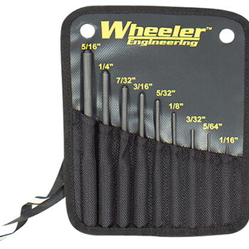 Wheeler Roll Pin Punch Set Black Steel 9 Pieces Knurled Handles