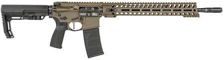 Patriot Ordnance Factory Minuteman 5.56 NATO Semi-Auto Rifle 16.5" Barrel 30+1 M-Lok Handguard Patriot Brown 6 Position MFT Stock