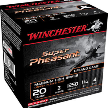 Winchester Super Pheasant Magnum High Brass 20 Gauge 3" 1 1/4 oz #4 Shot, 25-Box/10-Case