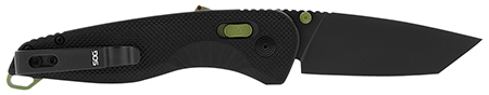 S.O.G SOG11410941 Aegis AT 3.13" Folding Drop Point Plain Black TiNi Cryo D2 Steel Blade/Black w/Moss Accents GRN Handle