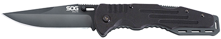 S.O.G SOG-FF11-CP Salute  3.62" Folding Clip Point Plain Black Hardcased 8Cr13MoV SS Blade Black G10 Handle Includes Belt Clip